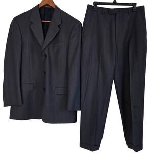 Kenneth Cole Men’s 2‑Piece Suit Charcoal Pinstripe Jacket & Pants Made in USA
